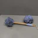 Toem® Loofah Back Scrubber for Shower | Bamboo Charcoal Fiber Infused | Loufas for Men & Women | Includes 1 Long Handled Shower Sponge, 1 Bath & Shower Luffa Pouf & 1 Hook to Hang Stuff (Sky Blue)