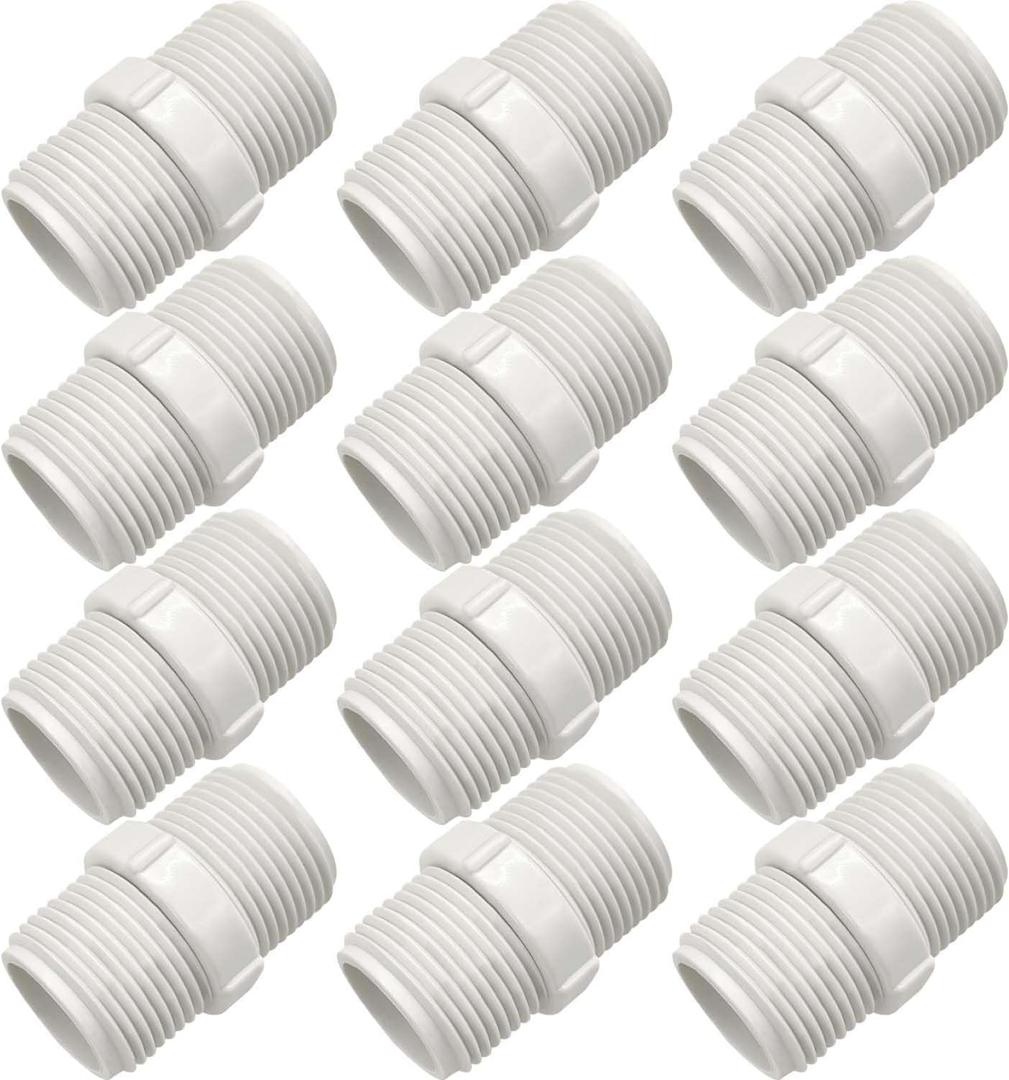 YSIL 12 Pack 3/4 Inch PVC Nipple Coupling Adapter PVC NPT Male x Male Thread for Plumbing Schedule 40