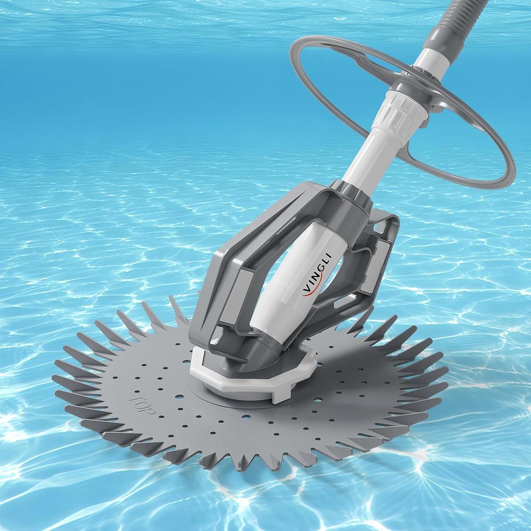 VINGLI Pool Vacuum Cleaner Automatic Sweeper Swimming Pool Creepy Crawler Vacuum with 33FT Hoses (Gray&White)
