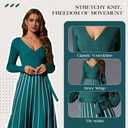 Zoifada Womens 2025 Spring Autumn V Neck Wrap Dress Long Sleeve Tie Waist Ribbed Knit High Waist A Line Casual Midi Dress Grey