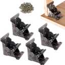 4 Pack Locking Hinge for Folding Table Brackets, Heavy Duty Folding Brackets 90 Degree Self Locking Folding Hinge for Table Legs Furniture (Black)