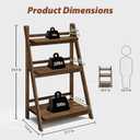 Ladder Shelf 3-Tier Foldable Wooden Ladder Bookshelf Plant Stand, 34.3 x 21.7 x 13.8 inches