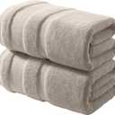 REDKISS 100% Cotton Bath Towels Set of 2, Extra Large Bath Sheets 35 X 70 Inches, 800G, Quick Dry, Ultra Soft & Super Absorbent Bathroom Towel Sets for Bathroom, Gym, Spa, Pool & Hotel, Camel
