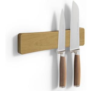 Magnetic Knife Holder for Wall, 10" Acacia Wood No Drill Knife Magnet Strip Use as Tool Key Storage Knife Bar, Powerful Wall Mounted Magnetic Knife Rack for Refrigerator & Kitchen Utensil Organizer (Light Brown)