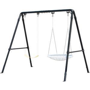 TOCRETOARE Porch Swing Stand - Heavy Duty Porch Swing Frame Outdoor with Adjustable Height, Powder Coated A-Frame Metal Swing Stand, Holds Up to 440lbs, Fits for Patio, Garden, Backyard