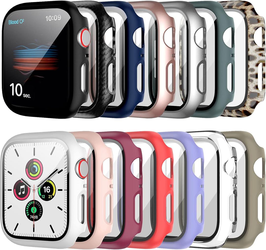 14 Pack Apple Watch Case with Tempered Glass Screen Protector for Apple Watch 42mm Series3/2/1,Anotch Full Coverage Hard PC Protective Cover HD Ultra-Thin Guard Bumper for iWatch 42mm Accessories