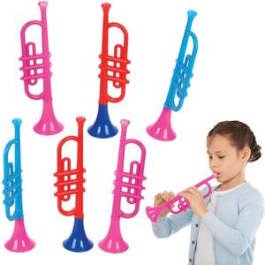 ArtCreativity 13" Plastic Trumpets  Set of 6 Colorful Kids Music Toys  Fun Noise Makers for Parties & Sports Events  Easy to Play & Great Gift for Toddlers, Boys & Girls