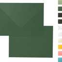 100 Pack Dark Green Envelopes 5x7, Goefun A7 Envelopes for Invitation with Euro Flap, 120GSM, Ideal for Mailing, Wedding, 5.25 x 7.25 in