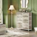 WLIVE Fabric Dresser for Bedroom, Tall Dresser with 8 Drawers, Storage Tower with Fabric Bins, Double Dressers, Chest of Drawers for Closet, Living Room, Hallway, Greige, A-medium Size