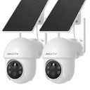 ARCCTV Solar Security Cameras Wireless Outdoor, 4MP 360° View Battery Powered Outdoor Camera, Night Vision with Spotlight, 2-Way Audio, PIR Motion Sensor, 2.4G/5G Dual Band WiFi (2 Pack)