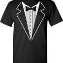 Tuxedo Shirts for Men Novelty Graphic Funny Formal Classic Black White Tux Print Casual Wedding Bachelor Prom T-Shirt (Large)