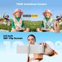 5K Digital Camera for Photography, 72MP Autofocus Vlogging Camera with 6X Optical Zoom, 2.8" 180 Flip Screen Video Camera for YouTube with Anti-Shake, 64GB SD Card, 2 Batteries, White