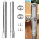 GRELWT 2 Pack 2-3/8" OD Metal Post Extender, 24" Fence Post Extension Height, Hot-dip Galvanized Steel, Includes Screws and Caps