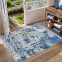 Entrance Rugs Indoor 2x3 Entry Rug - Washable Modern Abstract Small Area Rug Non-Slip Low Pile Throw Rugs for Entryway, Kitchen Floor, Front Door Mat, Bathroom, Bedroom Bedside, Blue (23 Ft)