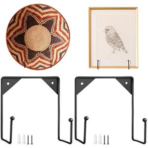 Gisafai 2 Pcs Large Wall Mounted Plate Stands for Display 7.87 x 7.87 Inches Decorative Picture Holder Metal Display Stand Versatile Plate Hanger Stand with Screws for Home Photo Frame(Black)