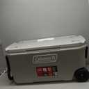 Coleman Classic Series Insulated Portable Rolling Cooler with Wheels, Leak-Resistant Outdoor Hard Cooler Keeps Ice up to 5 Days, 100-Quart (Rock Grey)