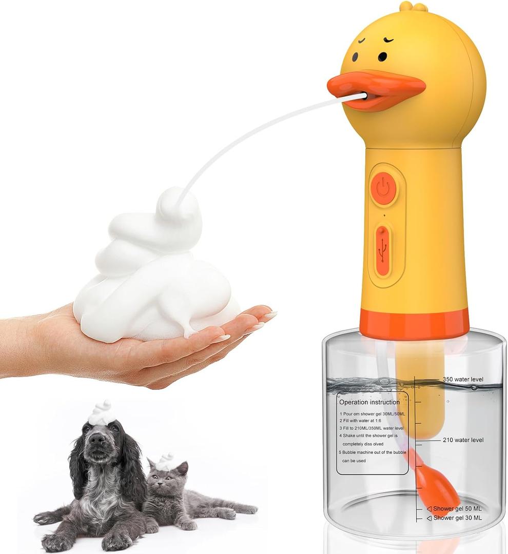 Katoggy Electric Foaming Shampoo Dispenser for Dog and Cat Bathing, Rechargeable Soap Dispenser for Pet Bathing, Bathroom, Kitchen Sink, Toilet Cleaning (Yellow Ducky)