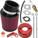 FVRITO High Performance Mini Bike Air Filter Adapter Kit for Predator 212 196cc 224cc Coleman CT200U CT200U-EX BT200X B200R Baja MB200 KT196 6.5 Hp GX160 GX200 Engine Minibike Go Kart Racing Parts Red