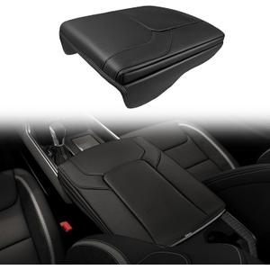 Muslogy Center Console Armrest Cover for Dodge Ram1500 2500 3500 2019-2026 Comfort Armrest Pad Arm Rest Cushion Vegan Leather Protector 1-Inch Extra Thick(Bucket Seat ONLY, NO Limited,Laramie)