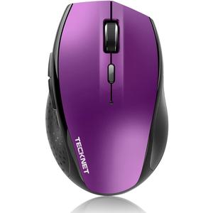 TECKNET Bluetooth Mouse, 4800 DPI Wireless Mouse, 2-Year Battery 6 Adjustable DPI, 6 Buttons Compatible with Laptop/Windows/Computer - Purple