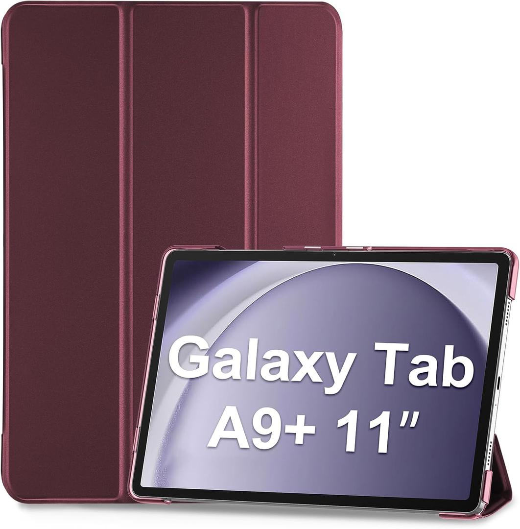 ProCase Smart Case for Galaxy Tab A11+ Plus/A9+ Plus 11 Inch, Slim Stand Hard Back Shell Protective Tablet Cover Folio Case for 11" Galaxy Tab A11+ Plus 2025/A9+ Plus 2023 -Wine