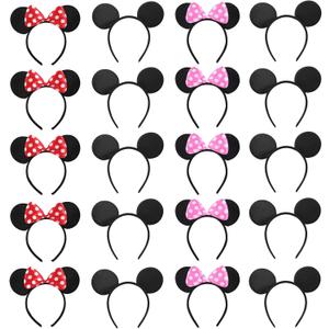 NEWTGAN 20 PCS Mouse Ears Headbands for Birthday Party Theme Park Costume Play Celebration for Boys and Girls (3color)