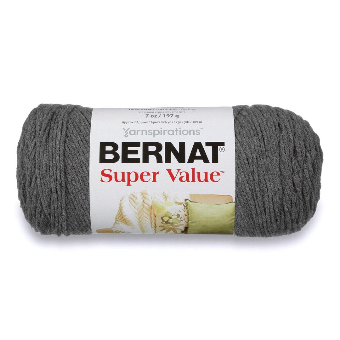 Bernat Super Value Yarn, 7 oz, Gauge 4 Medium Worsted, True Grey