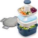 Freshmage Salad Container for Lunch with Ice Pack, Leakproof BPA-Free 52-oz with 4 Compartments, Salad Lunch Container for Men, Women (Blue+Ice Pack)