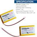 3.7V 126090 8000mAh LiPo Battery, 1S 3C Rechargeable, Micro JST 1.25 Connector, Dual Protection Board, 1 Pack