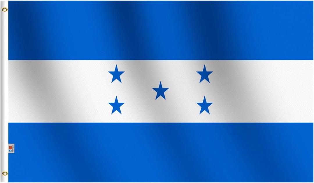 bandera de Honduras Flag 3x5 Ft Outdoor Large, Moderate-Outdoor Both Sides Heavy Duty100D Polyester,Canvas Header and Double Stitched - Brass Grommets for Easy Display Honduran Flags