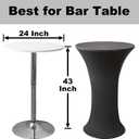 2 PCS 24x43 Inch Round Cocktail Table Covers, High Top Elastic Wrinkle Resistant Spandex Fitted Tablecloths, Highboy Stretch Bar Table Cloths for Party Banquet Bistro Pub Restaurant Black