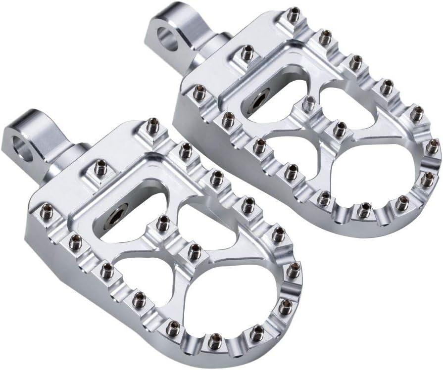 Hopider CNC Wide Foot Pegs 360 Roating MX Chopper Bobber Style for harley Dyna Sportster Fatboy Iron 883,Silver