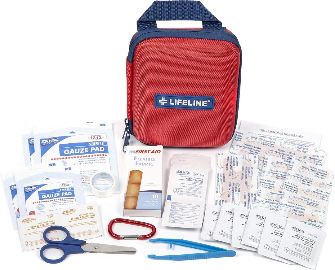 Lifeline 53 Piece First Aid Emergency Kit - Small and Compact Size - Ideal for camping, sporting events, hiking, cycling, car as well as home, school and office