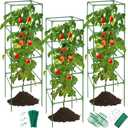 3 Pack Tomato Cages for Garden - 48" Square Tomato Cage for Pots & Raised Garden Bed - Heavy Duty Tall Tomatoes Trellis Plant Stakes Support for Vertical Climbing Plants Vegetables & Flowers