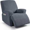 Ruaozz Recliner Sofa Covers Recliner Chair Covers Recliner Covers for Reclining Chair with Pockets Washable Furniture Protector with Elastic Bottom (1 Seater, Grey)