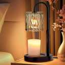 Candle Warmer Lamp Electric Timer: Dimmable Candles Warming Lamps - Height Adjustable Burner Jar - No Flame Scented Melts Wax - All Candle Jars Home Decor Table Light (Gray)