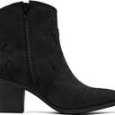 Ankle Boots for Women Chunky Heeled Booties Fashion Comfort Round Close Toe Low Mid Heel Winter Fall Ladies Short Boots. (8.5, Black Pu 969)