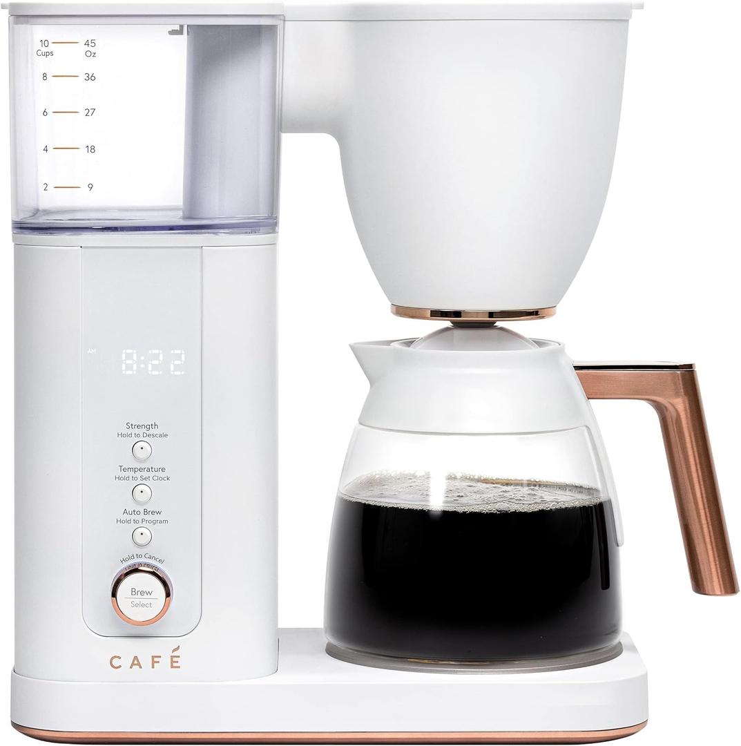 Caf Specialty Drip Coffee Maker | 10-Cup Glass Carafe | WiFi Enabled Voice-to-Brew Technology | Smart Home Kitchen Essentials | SCA Certified, Barista-Quality Brew | Matte White