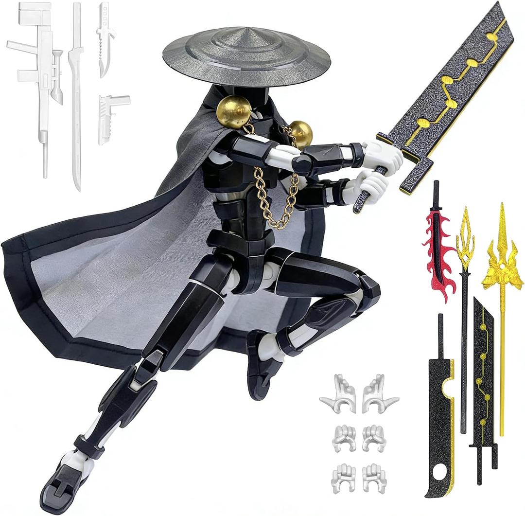 T13 Assembly Completed Action Figures,T-13 Action Figure, Robo 13 3D Printed Action Figure - The Ultimate Hero for Action-Packed Playtime,5.2 Inch, Black White