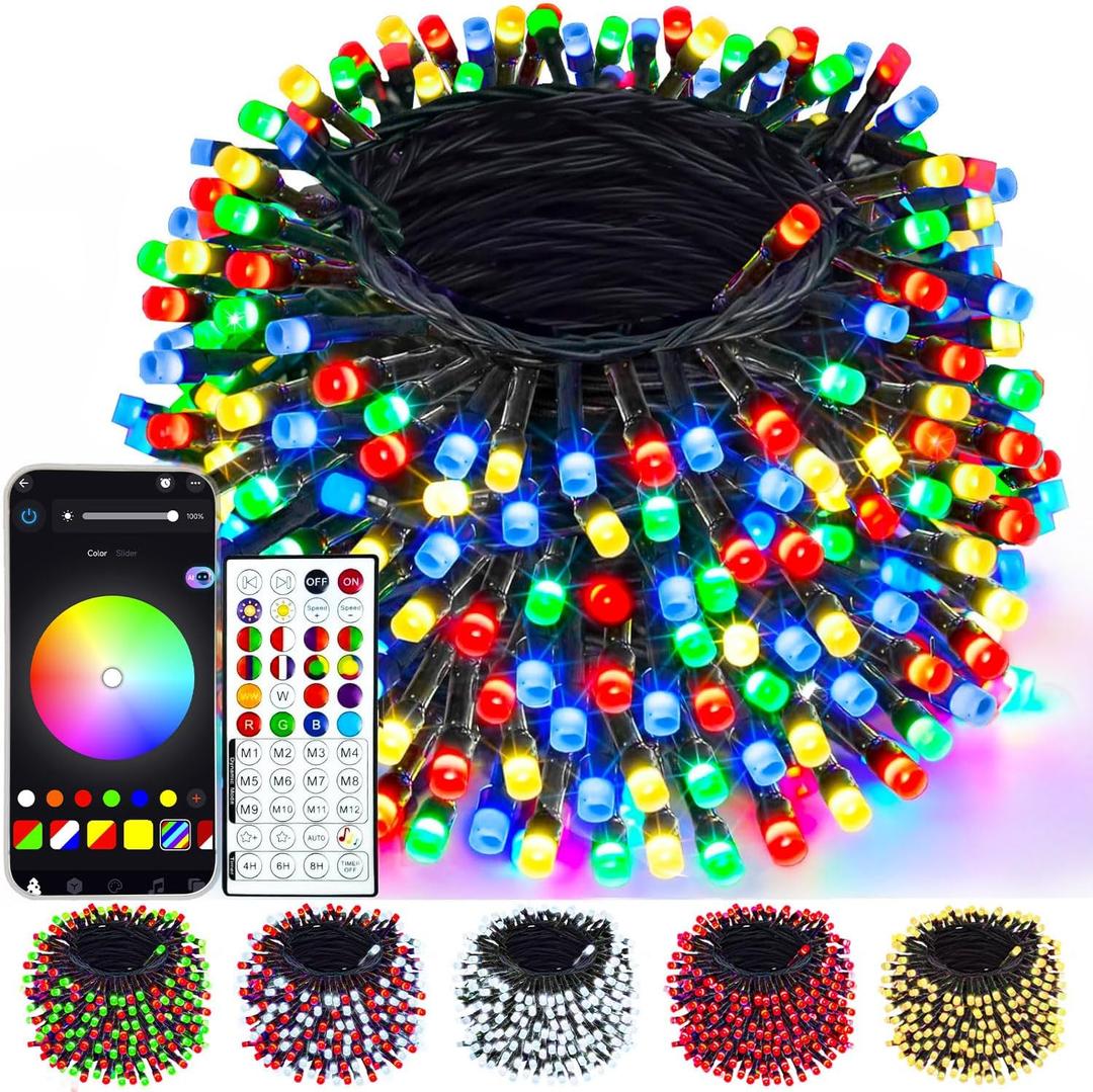 240LED Smart Color Changing Christmas Lights App Controlled, 95FT Waterproof RGB Twinkle String Light Music Sync Multiple Modes, Christmas Lights with Remote & Timer Indoor Outdoor Xmas Decorations