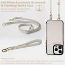 Keallce Wallet Case for iPhone 14 Pro Max 6.7'', Crossbody Zipper Purse with RFID Blocking Cover for iPhone 14 Pro Max, Card Slots Kickstand and Lanyard & Handstrap Case, Beige