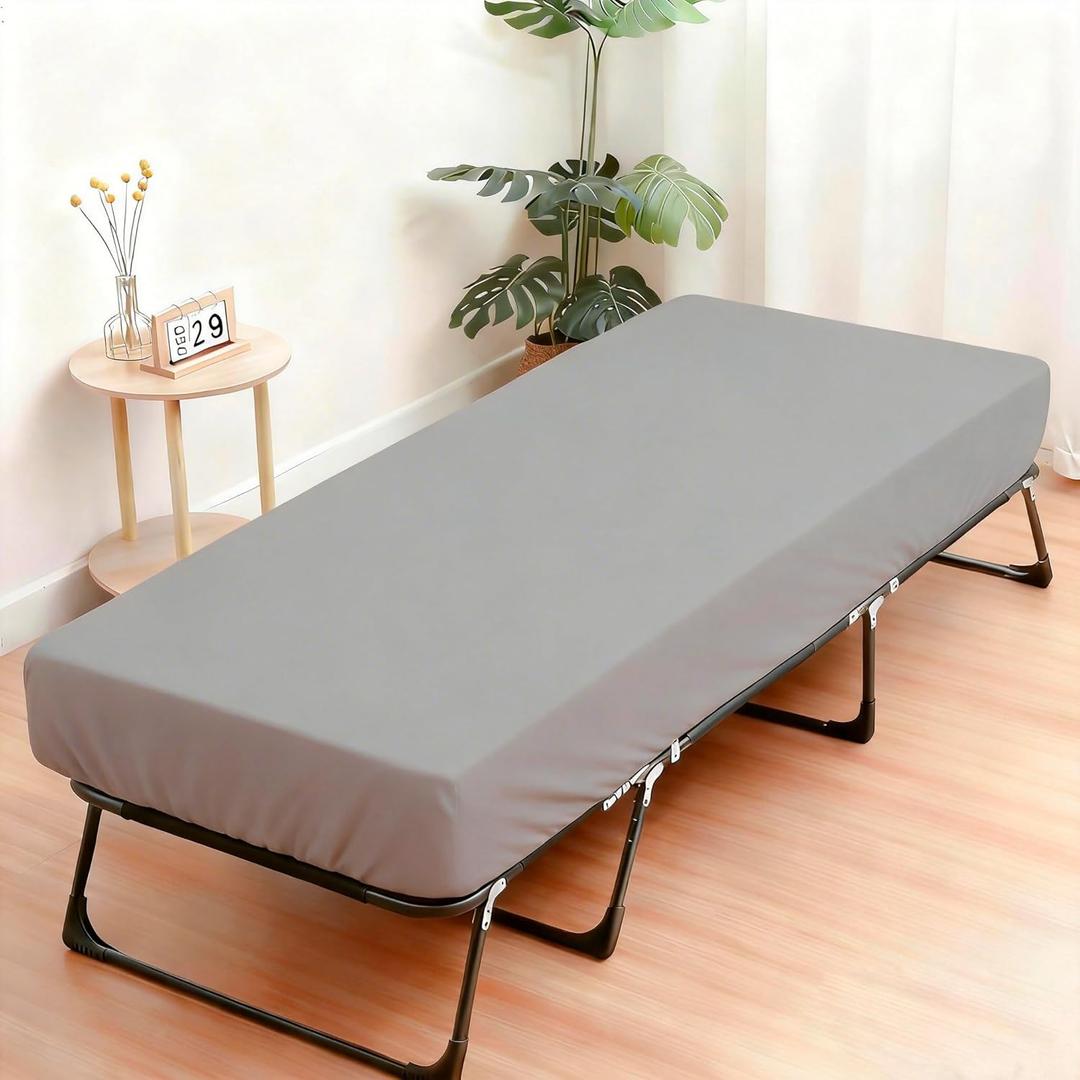 Fitted Sheets Only 25x70 Inches, 2 Pack Super Soft Microfiber Cot Size Fitted Sheet for Narrow Twin, Camp Bunk, RV Bed, Army Cot & Trifold Mattress, Breathable Bottom Bed Cover, Light Grey