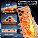 for iPhone 17 Pro Case,[Compatible with MagSafe][Invisible Magnetic Ring Stand],Slim Iridescent Wavy Women Girls Case for Apple iPhone 17 Pro 6.3"(2025),Light Orange