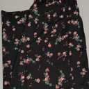 Women's Satin High Waisted Side Split Maxi Skirt Elastic Waistband Long Silk Skirts for Women, Floral Black, S