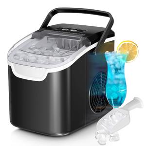 Antarctic Star Countertop Ice Maker, 26 lbs/Day ice Production, 2 Sizes, 8 ice Cubes in 6 Minutes - Portable Mini, Energy Efficient, with Basket/Scoop for Home/Party/Travel/Camping/Bar (BLACK)