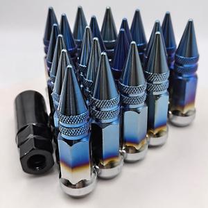 M12x1.5 Lug Burnt Blue Nuts Lug,Spiked Lug nut for Acura, Honda, Chevy, Hyundai, Toyota, Lexus, 20PCS 12x1.5 Lug Nuts with Socket Key.