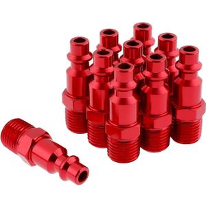 WYNNsky Color Fittings, 1/4''MNPT Air Plug, I/M Type-Red, 10 Pieces Air Compressor Accessories Fittngs