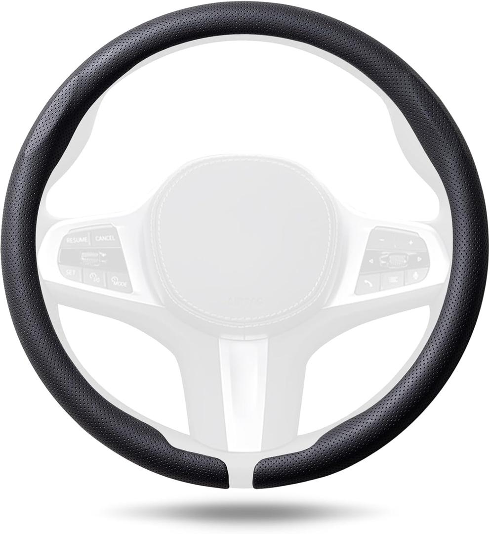 Aimato Car Steering Wheel Cover, Ultra-Thin Car Steering Wheel Cover,Comfortable & Breathable Microfiber,Universal Fit for Most Cars, Nappa Black