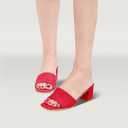 PIZZ ANNU Women's Square Open Toe Heels Sandals Low Block Chunky Heeled Sandal Slip on Mules Comfortable Casual Dress Pumps Shoes, (Red, 9.5)