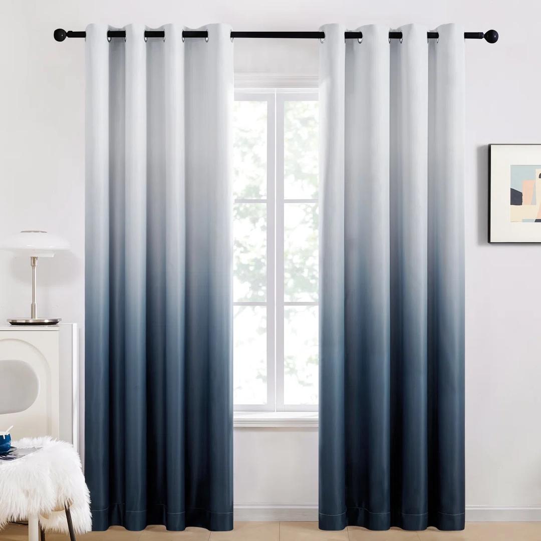Royal Blue Polyester Room Darkening Curtain Panel 80" x 60" for Living Room 